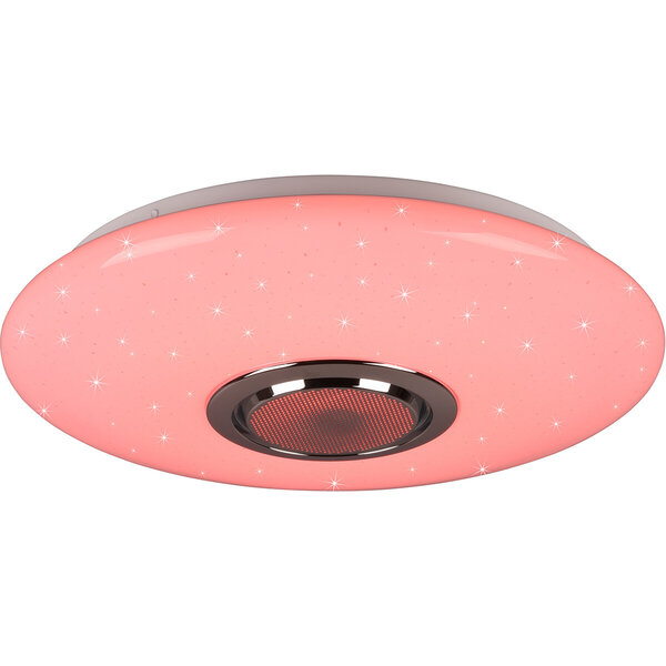 HLW LED LED Plafondlamp - Plafondverlichting - Trion Minan - 15.5W - RGBW - Dimbaar - Aanpasbare Kleur - Afstandsbediening - Bluetooth Speaker - Sterlicht -  Rond - Mat Wit - Kunststof