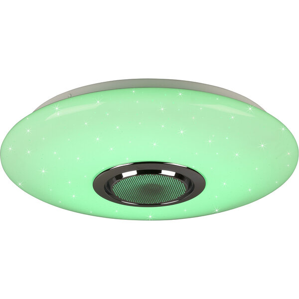 HLW LED LED Plafondlamp - Plafondverlichting - Trion Minan - 15.5W - RGBW - Dimbaar - Aanpasbare Kleur - Afstandsbediening - Bluetooth Speaker - Sterlicht -  Rond - Mat Wit - Kunststof
