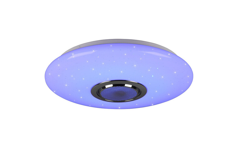 HLW LED LED Ceiling Lamp - Ceiling Lighting - Trion Minan - 15.5W - RGBW - Dimmable - Adjustable Color - Remote Control - Bluetooth Speaker - Star Light - Round - Matte White - Plastic HLW LED LED Ceiling Lamp - Ceiling Lighting - Trion Minan - 15.5W - RGBW - Dimmable - Adjustable Color - Remote Control - Bluetooth Speaker - Star Light - Round - Matte White - Plastic