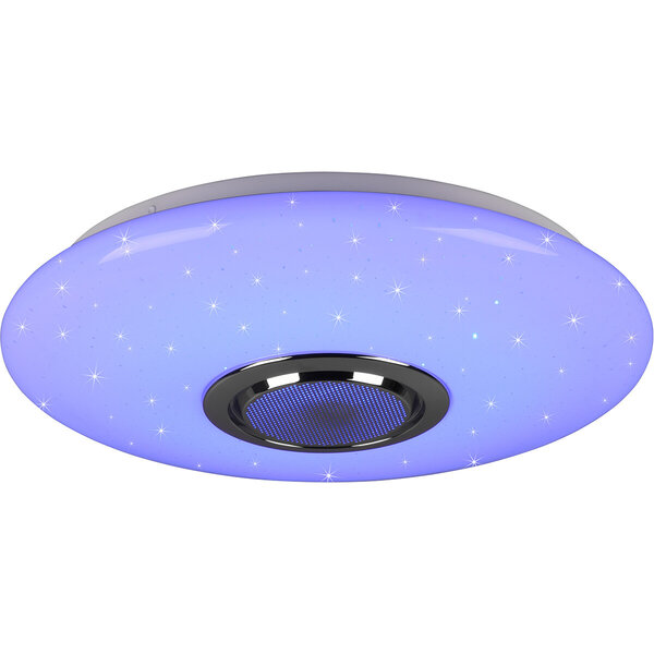 HLW LED LED Plafondlamp - Plafondverlichting - Trion Minan - 15.5W - RGBW - Dimbaar - Aanpasbare Kleur - Afstandsbediening - Bluetooth Speaker - Sterlicht -  Rond - Mat Wit - Kunststof