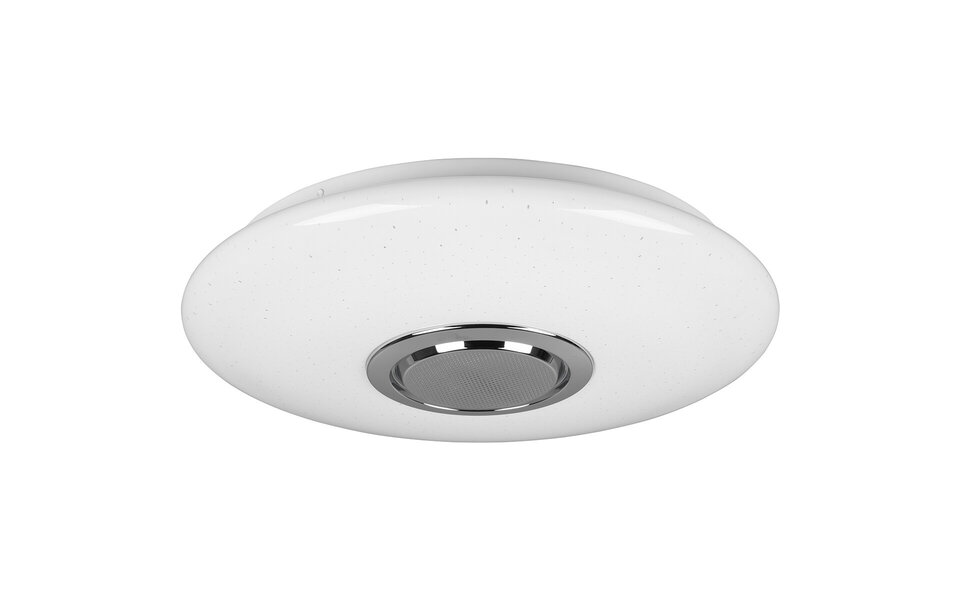 HLW LED LED Plafondlamp - Plafondverlichting - Trion Minan - 15.5W - RGBW - Dimbaar - Aanpasbare Kleur - Afstandsbediening - Bluetooth Speaker - Sterlicht -  Rond - Mat Wit - Kunststof