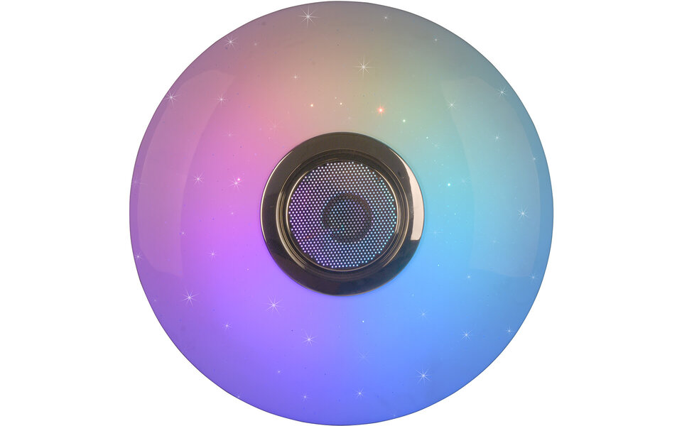HLW LED LED Plafondlamp - Plafondverlichting - Trion Minan - 15.5W - RGBW - Dimbaar - Aanpasbare Kleur - Afstandsbediening - Bluetooth Speaker - Sterlicht -  Rond - Mat Wit - Kunststof