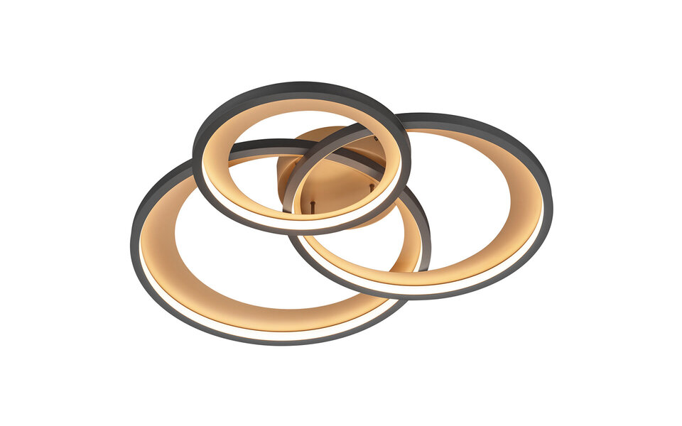 HLW LED LED Plafondlamp - Trion Granity XL - 36W - Warm Wit 3000K - Dimbaar - Ovaal - Mat Zwart - Aluminium