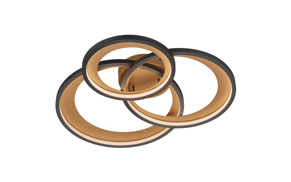 HLW LED LED Ceiling Lamp - Trion Granity XL - 36W - Warm White 3000K - Dimmable - Oval - Matte Black - Aluminum