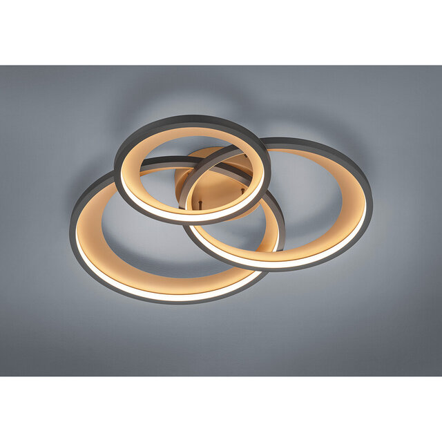 HLW LED LED Plafondlamp - Trion Granity XL - 36W - Warm Wit 3000K - Dimbaar - Ovaal - Mat Zwart - Aluminium