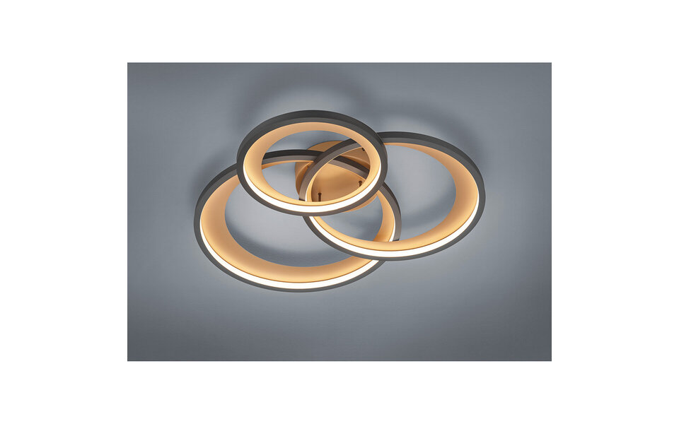 HLW LED LED Ceiling Lamp - Trion Granity XL - 36W - Warm White 3000K - Dimmable - Oval - Matte Black - Aluminum