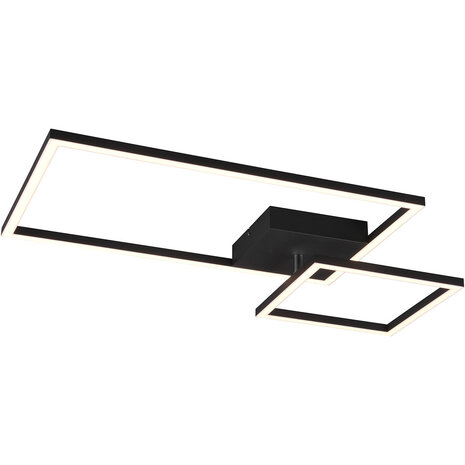 LED Plafondlamp - Plafondverlichting - Trion Pado - 25W - Warm Wit 3000K - Dimbaar - Rechthoek - Mat Zwart - Aluminium LED Plafondlamp - Plafondverlichting - Trion Pado - 25W - Warm Wit 3000K - Dimbaar - Rechthoek - Mat Zwart - Aluminium