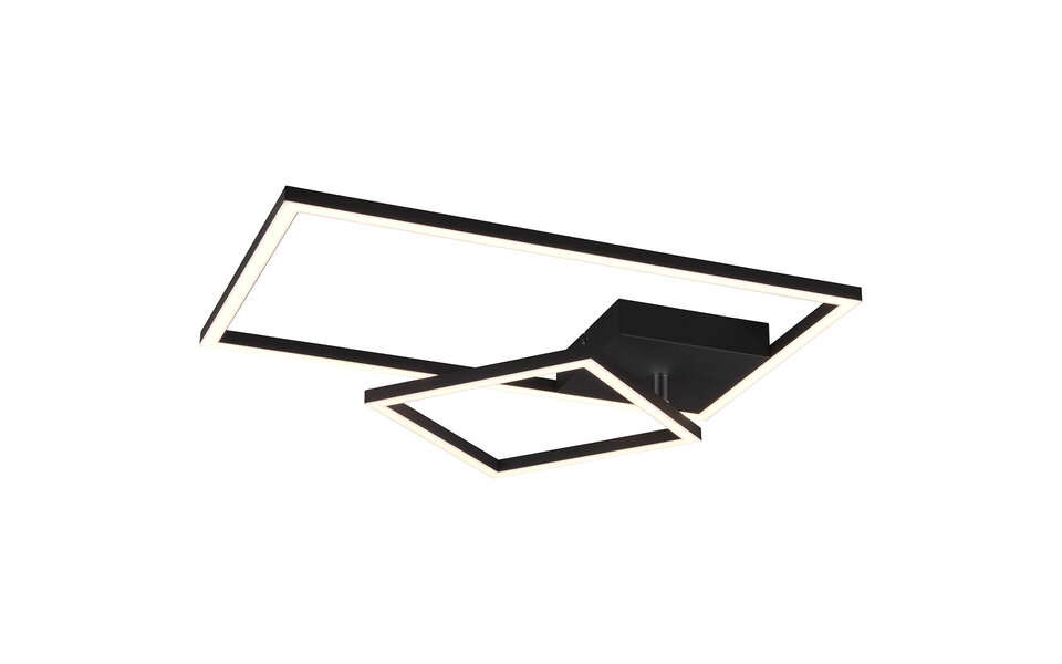 HLW LED LED Ceiling Lamp - Ceiling Lighting - Trion Pado - 25W - Warm White 3000K - Dimmable - Rectangle - Matte Black - Aluminum