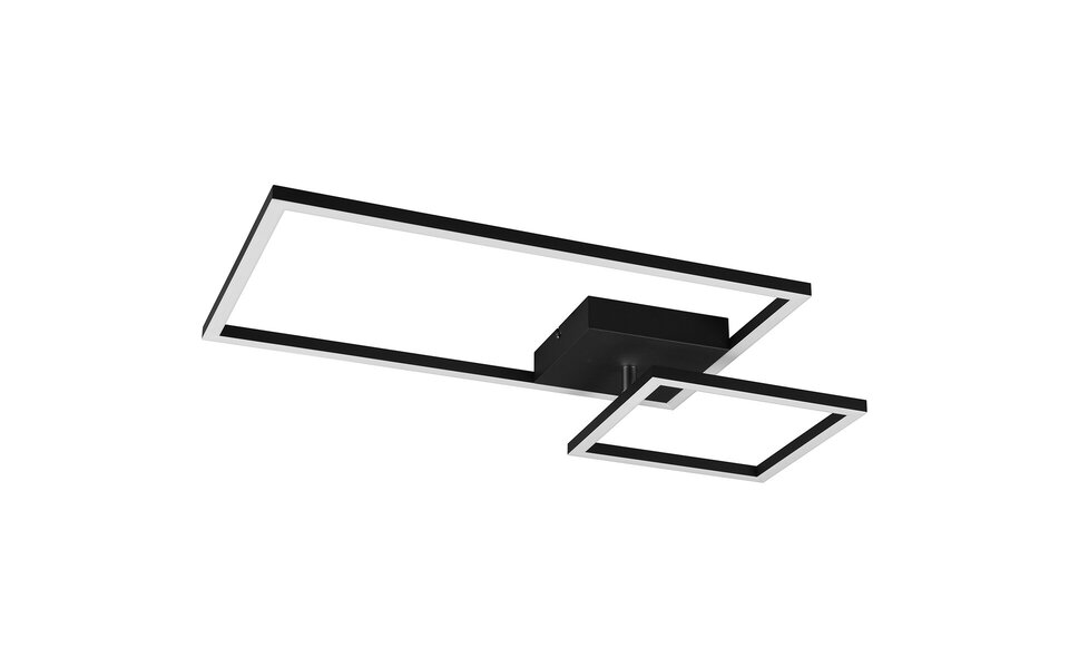 HLW LED LED Ceiling Lamp - Ceiling Lighting - Trion Pado - 25W - Warm White 3000K - Dimmable - Rectangle - Matte Black - Aluminum