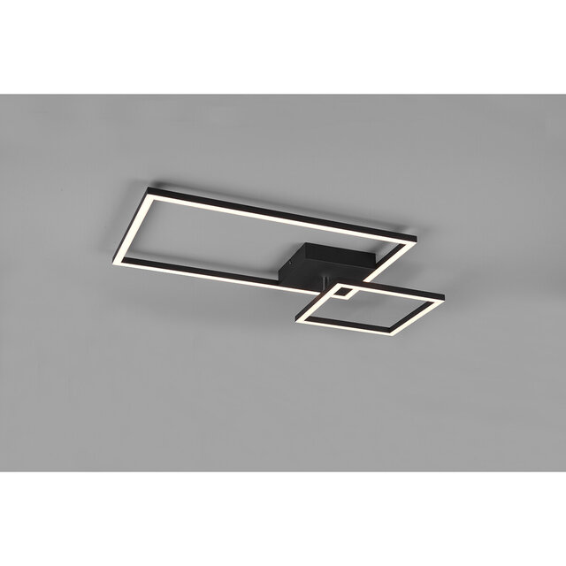 HLW LED LED Ceiling Lamp - Ceiling Lighting - Trion Pado - 25W - Warm White 3000K - Dimmable - Rectangle - Matte Black - Aluminum