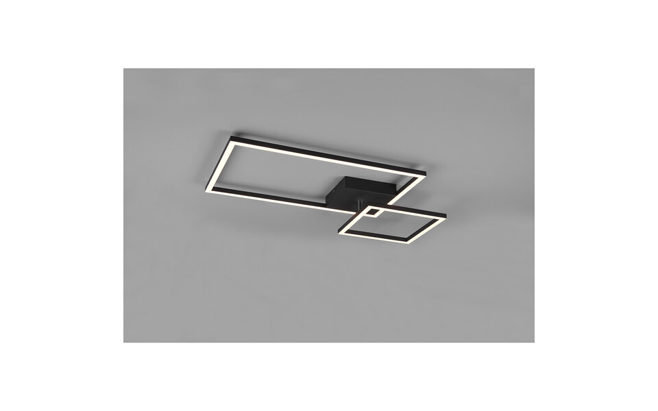 HLW LED LED Ceiling Lamp - Ceiling Lighting - Trion Pado - 25W - Warm White 3000K - Dimmable - Rectangle - Matte Black - Aluminum