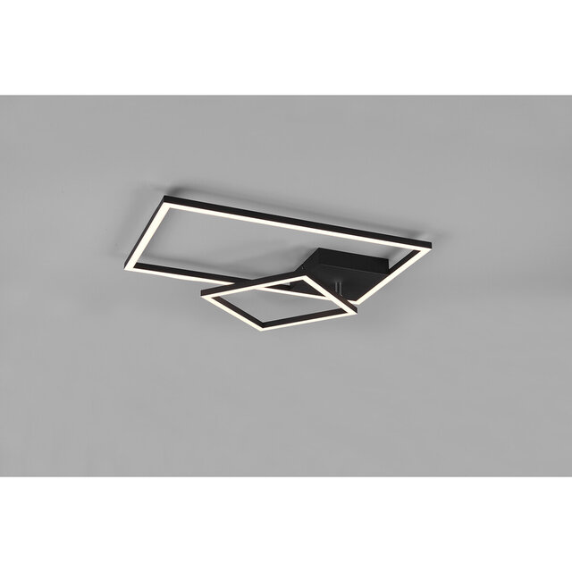 HLW LED LED Ceiling Lamp - Ceiling Lighting - Trion Pado - 25W - Warm White 3000K - Dimmable - Rectangle - Matte Black - Aluminum