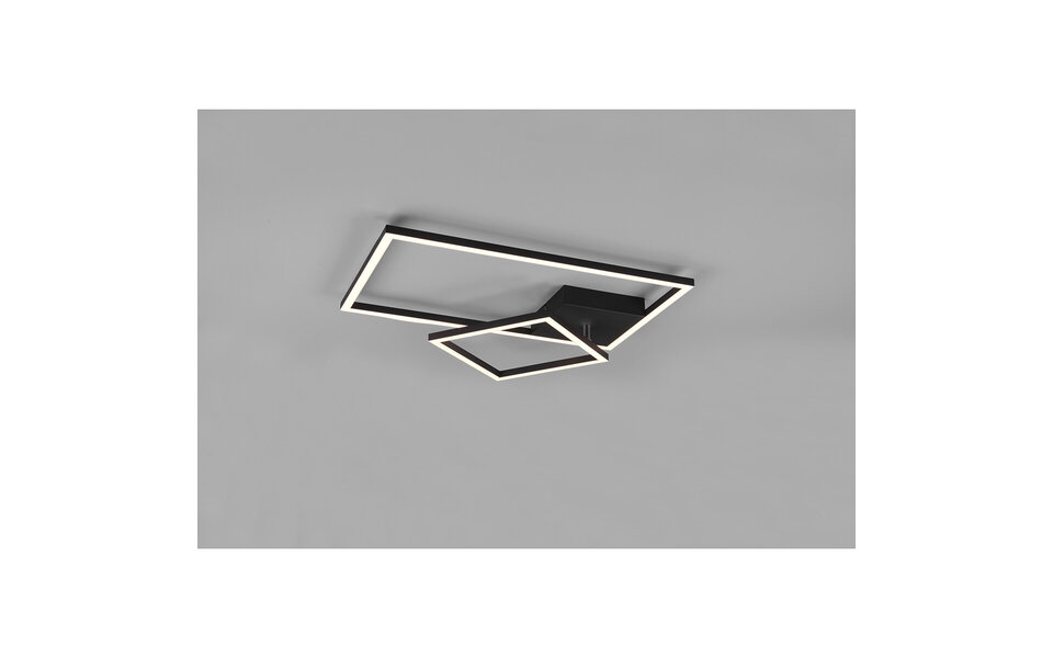 HLW LED LED Ceiling Lamp - Ceiling Lighting - Trion Pado - 25W - Warm White 3000K - Dimmable - Rectangle - Matte Black - Aluminum
