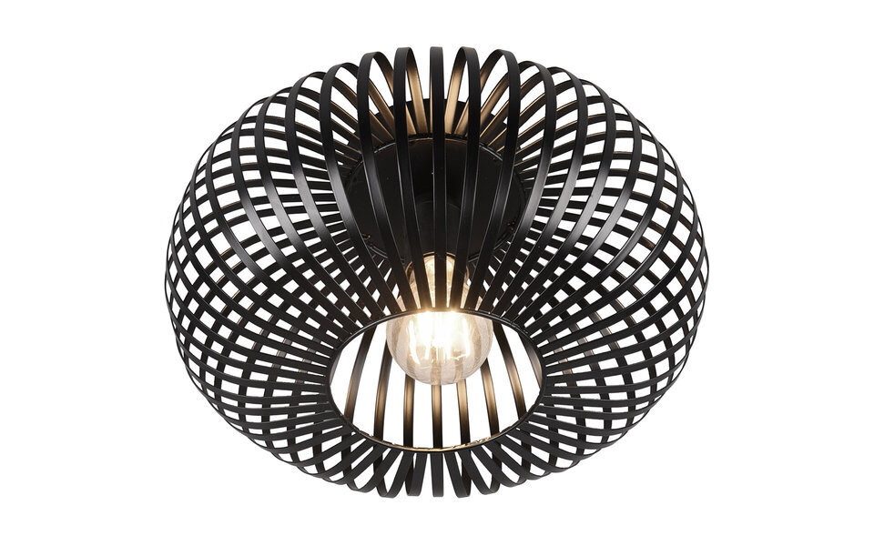 HLW LED LED Plafondlamp - Plafondverlichting - Trion Johy - E27 Fitting - Rond - Industrieel - Mat Zwart - Aluminium - 30cm