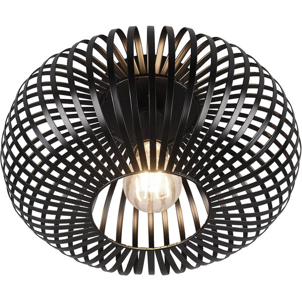 HLW LED LED Plafondlamp - Plafondverlichting - Trion Johy - E27 Fitting - Rond - Industrieel - Mat Zwart - Aluminium - 30cm HLW LED LED Plafondlamp - Plafondverlichting - Trion Johy - E27 Fitting - Rond - Industrieel - Mat Zwart - Aluminium - 30cm