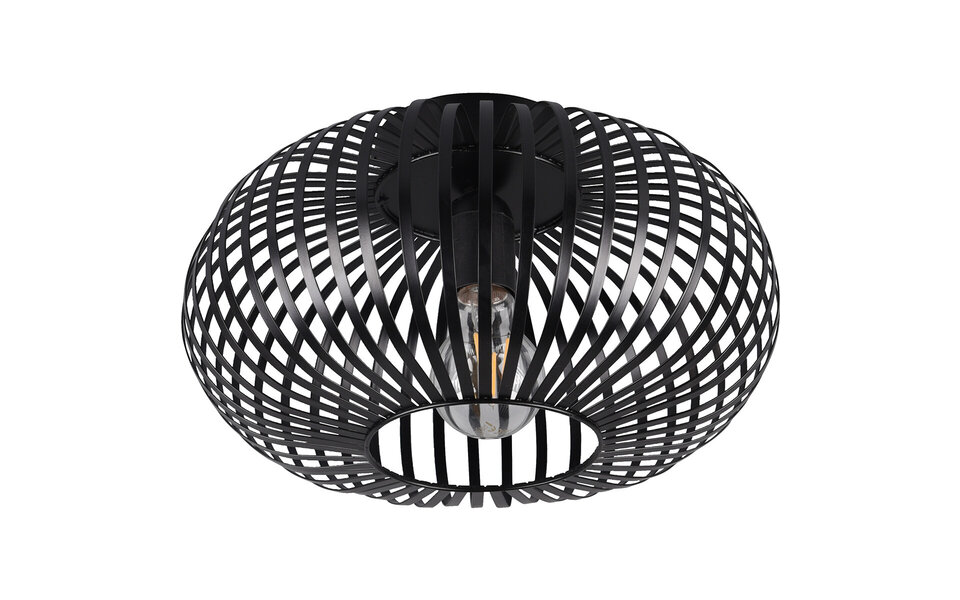 HLW LED LED Ceiling Lamp - Ceiling Lighting - Trion Johy - E27 Fitting - Round - Industrial - Matte Black - Aluminum - 30cm