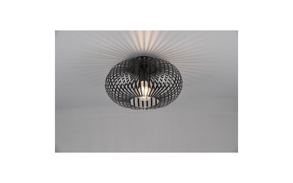 HLW LED LED Plafondlamp - Plafondverlichting - Trion Johy - E27 Fitting - Rond - Industrieel - Mat Zwart - Aluminium - 30cm