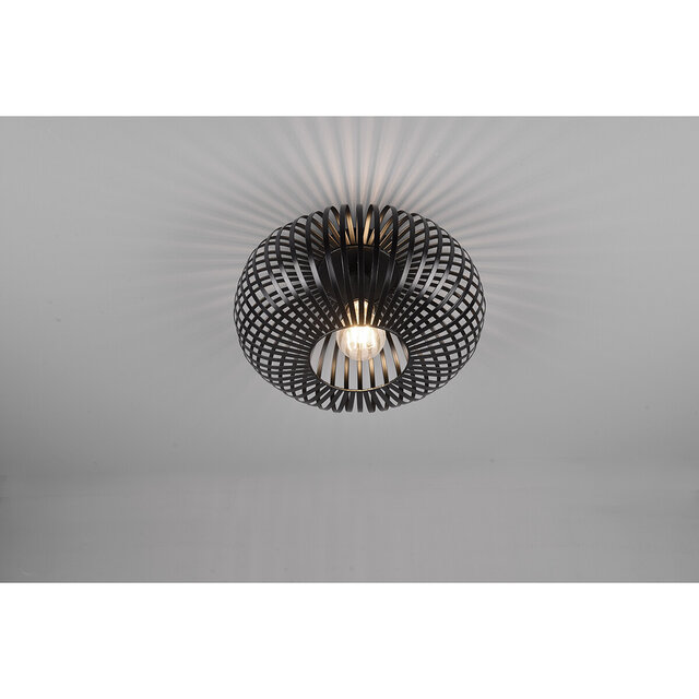 HLW LED LED Plafondlamp - Plafondverlichting - Trion Johy - E27 Fitting - Rond - Industrieel - Mat Zwart - Aluminium - 30cm