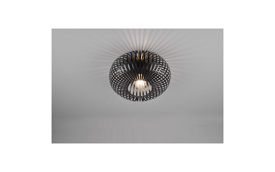HLW LED LED Ceiling Lamp - Ceiling Lighting - Trion Johy - E27 Fitting - Round - Industrial - Matte Black - Aluminum - 30cm