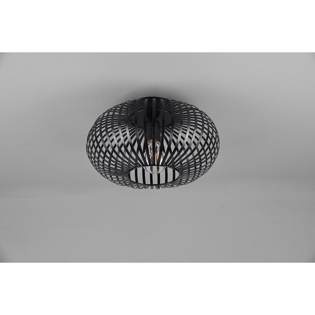 HLW LED LED Ceiling Lamp - Ceiling Lighting - Trion Johy - E27 Fitting - Round - Industrial - Matte Black - Aluminum - 30cm