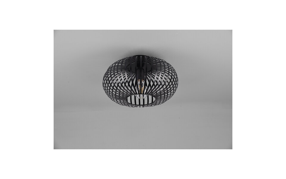 HLW LED LED Plafondlamp - Plafondverlichting - Trion Johy - E27 Fitting - Rond - Industrieel - Mat Zwart - Aluminium - 30cm