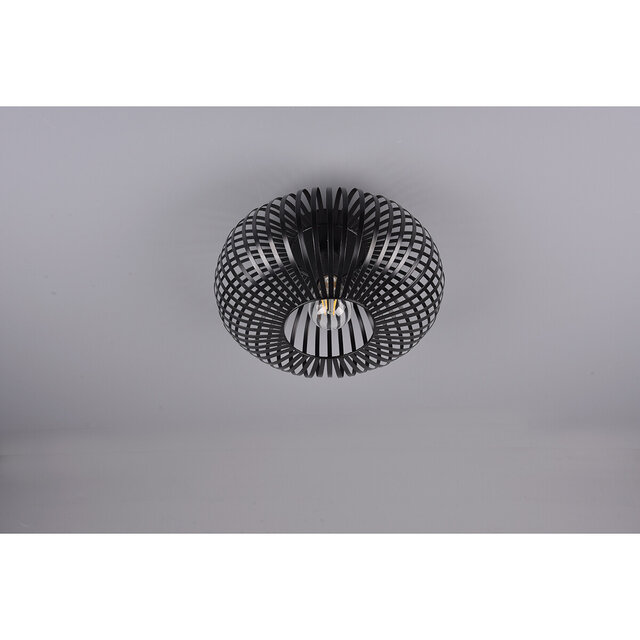 HLW LED LED Plafondlamp - Plafondverlichting - Trion Johy - E27 Fitting - Rond - Industrieel - Mat Zwart - Aluminium - 30cm