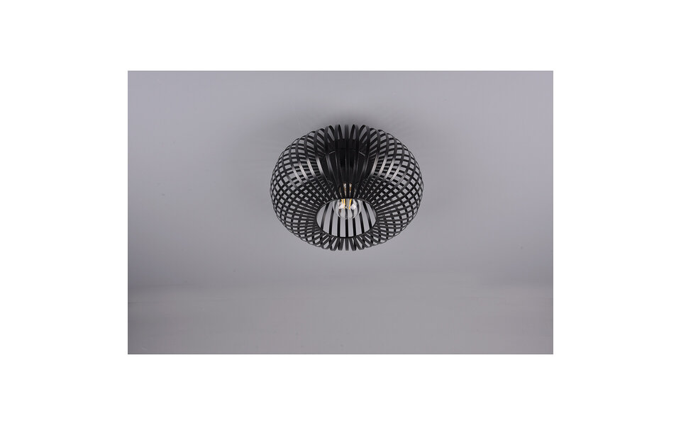 HLW LED LED Plafondlamp - Plafondverlichting - Trion Johy - E27 Fitting - Rond - Industrieel - Mat Zwart - Aluminium - 30cm