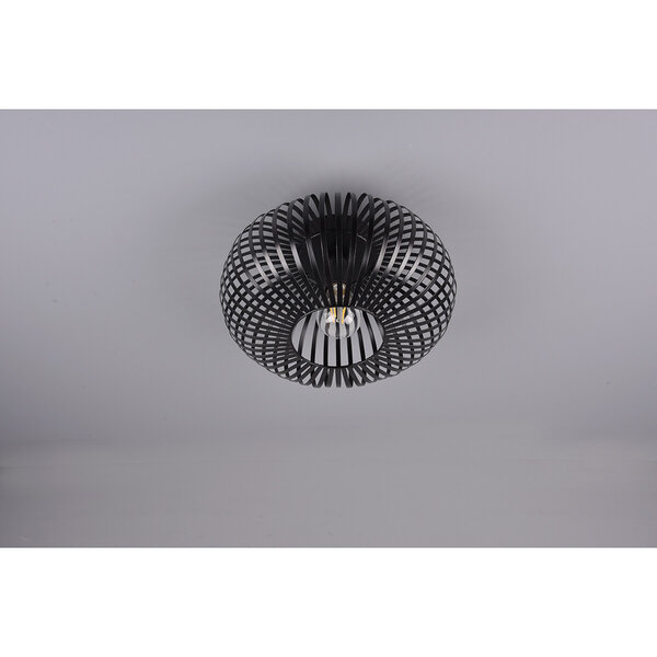 HLW LED LED Plafondlamp - Plafondverlichting - Trion Johy - E27 Fitting - Rond - Industrieel - Mat Zwart - Aluminium - 30cm HLW LED LED Plafondlamp - Plafondverlichting - Trion Johy - E27 Fitting - Rond - Industrieel - Mat Zwart - Aluminium - 30cm