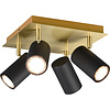 LED Plafondspot Milona 4x GU10 Mat Zwart/Goud Ø240 LED Plafondspot Milona 4x GU10 Mat Zwart/Goud Ø240