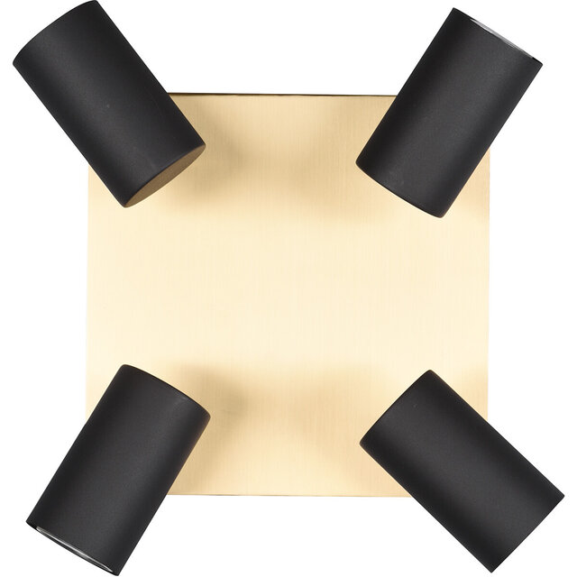 HLW LED LED Ceiling Spotlight - Trion Milona - GU10 Fitting - 4 Lights - Round - Matte Black/Gold - Aluminum HLW LED LED Ceiling Spotlight - Trion Milona - GU10 Fitting - 4 Lights - Round - Matte Black/Gold - Aluminum