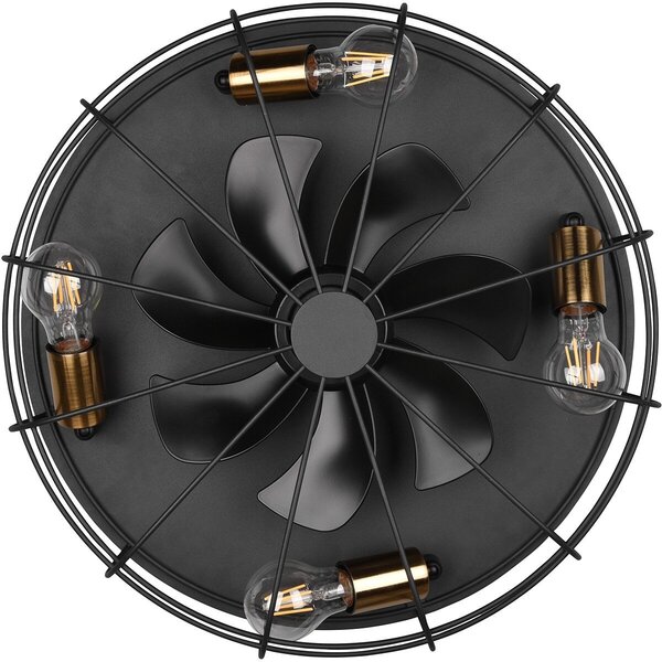 HLW LED LED Plafondlamp met Ventilator - Plafondventilator - Trion Turbind - E27 Fitting - Afstandsbediening - Rond - Mat Zwart - Aluminium HLW LED LED Plafondlamp met Ventilator - Plafondventilator - Trion Turbind - E27 Fitting - Afstandsbediening - Rond - Mat Zwart - Aluminium