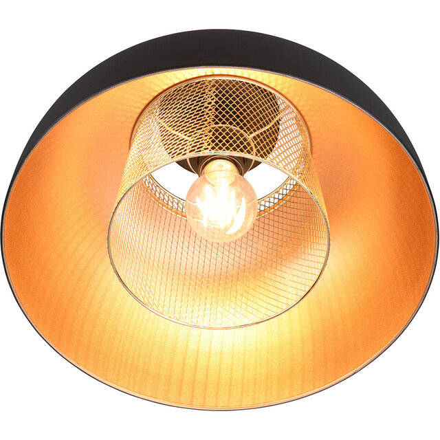 Ronde mat zwarte LED plafondlamp met E27 fitting en maximaal 40W vermogen