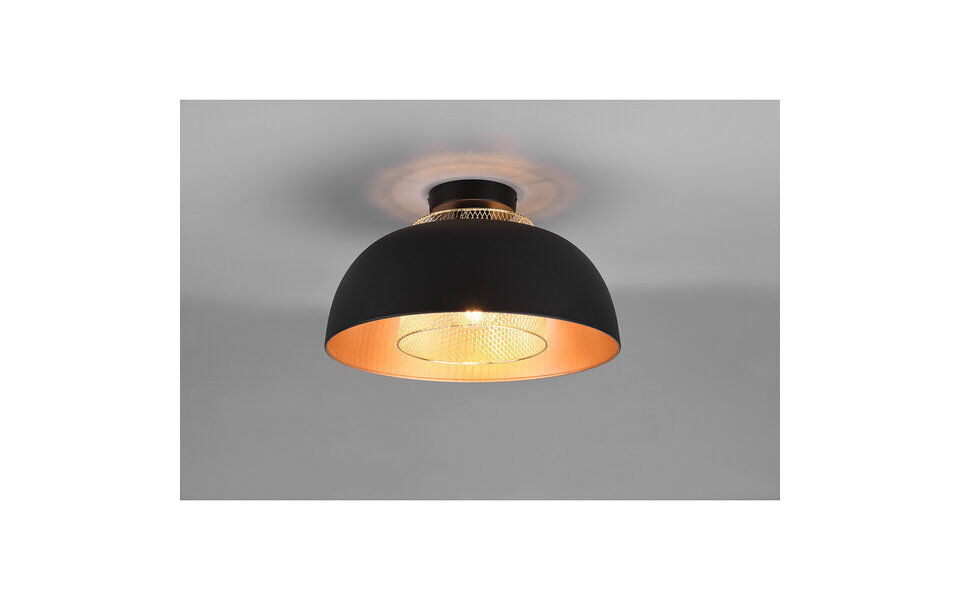 HLW LED LED Ceiling Lamp - Ceiling Lighting - Trion Palmo - E27 Fitting - Round - Matte Black - Aluminum