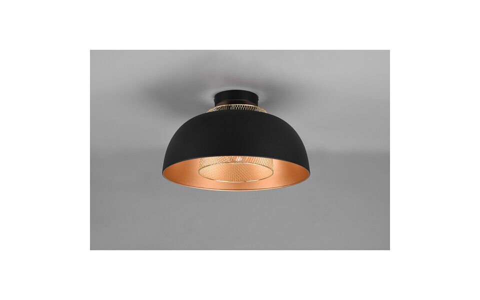 HLW LED LED Plafondlamp - Plafondverlichting - Trion Palmo - E27 Fitting - Rond - Mat Zwart - Aluminium