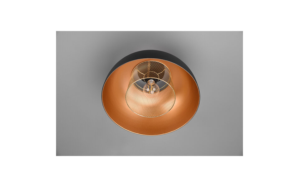 HLW LED LED Ceiling Lamp - Ceiling Lighting - Trion Palmo - E27 Fitting - Round - Matte Black - Aluminum