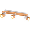 HLW LED LED Ceiling Spotlight - Trion Arnia - GU10 Fitting - 3 Lights - Round - Wood/White - Natural Wood
