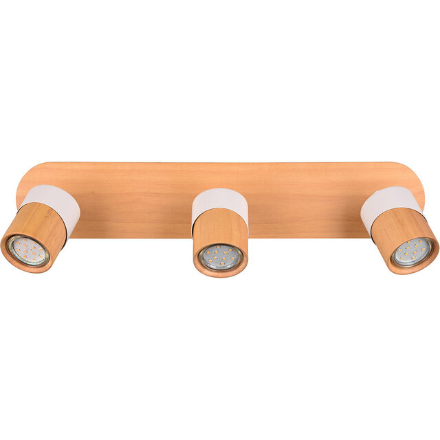 HLW LED LED Plafondspot - Trion Arnia - GU10 Fitting - 3-lichts - Rond - Hout/Wit - Natuurhout