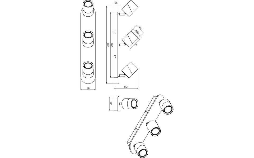 HLW LED LED Ceiling Spotlight - Trion Arnia - GU10 Fitting - 3 Lights - Round - Wood/White - Natural Wood