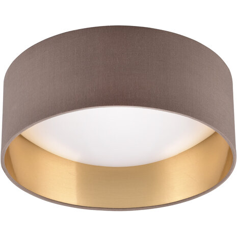 LED Plafondlamp - Trion Lukaku - Warm Wit - 3000K - 12W - Rond - Taupe - Textiel LED Plafondlamp - Trion Lukaku - Warm Wit - 3000K - 12W - Rond - Taupe - Textiel