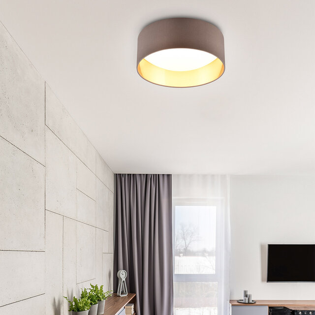 ronde taupe LED plafondlamp 30 cm 12W warm wit licht 3000K 1160 lumen