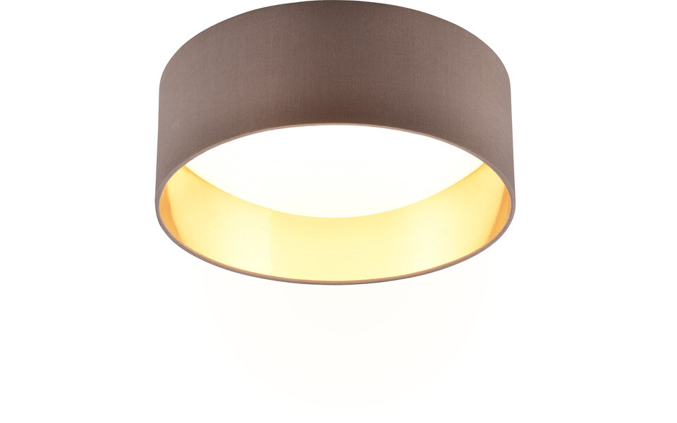 HLW LED LED Plafondlamp - Trion Lukaku - Warm Wit - 3000K - 12W - Rond - Taupe - Textiel