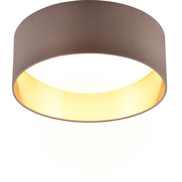 HLW LED LED Plafondlamp - Trion Lukaku - Warm Wit - 3000K - 12W - Rond - Taupe - Textiel HLW LED LED Plafondlamp - Trion Lukaku - Warm Wit - 3000K - 12W - Rond - Taupe - Textiel