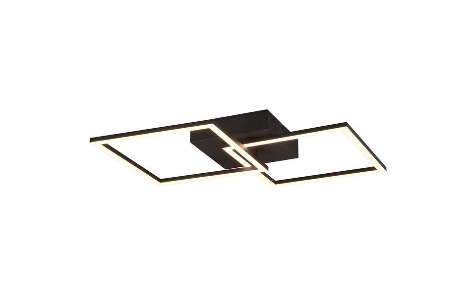 HLW LED LED Plafondlamp - Plafondverlichting - Trion Square - 20W - Warm Wit 3000K - Vierkant - Mat Zwart - Metaal