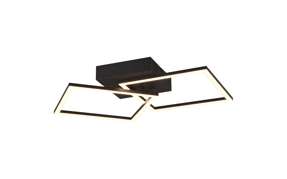 HLW LED LED Plafondlamp - Plafondverlichting - Trion Square - 20W - Warm Wit 3000K - Vierkant - Mat Zwart - Metaal
