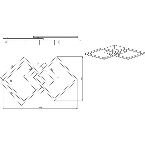 HLW LED LED Plafondlamp - Plafondverlichting - Trion Square - 20W - Warm Wit 3000K - Vierkant - Mat Zwart - Metaal HLW LED LED Plafondlamp - Plafondverlichting - Trion Square - 20W - Warm Wit 3000K - Vierkant - Mat Zwart - Metaal