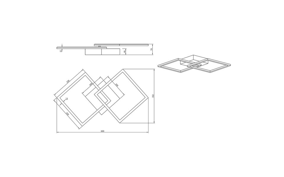 HLW LED LED Plafondlamp - Plafondverlichting - Trion Square - 20W - Warm Wit 3000K - Vierkant - Coffee - Metaal