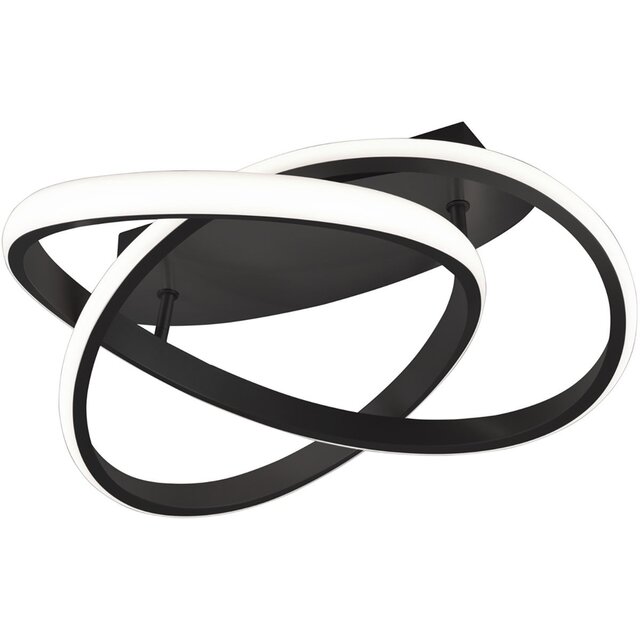 Trion Source LED plafondlamp mat zwart 18W dimbaar Ø45cm Verlichting per ruimte