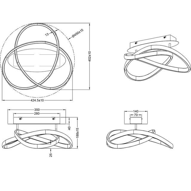 Ronde mat zwarte LED plafondlamp 18W dimbaar met 2400 lumen en warm wit licht 3000K