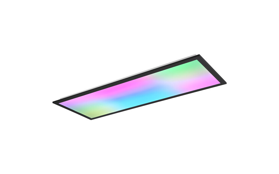 HLW LED LED Ceiling Lamp - Ceiling Lighting - Trion Atex XL - 31W - RGBW - Dimmable - Adjustable Color - Remote Control - Night Light - Matte Black - Metal