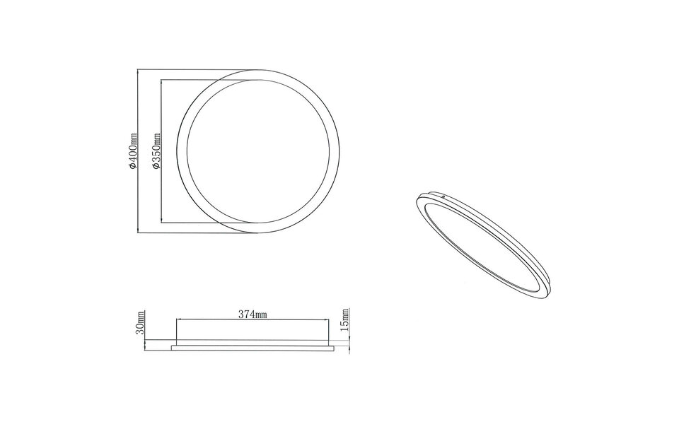 HLW LED LED Ceiling Light - Bathroom Light - Trion Camy - Surface Mounted Round 22W - Splashproof IP44 - Dimmable - Warm White 3000K - Matte White